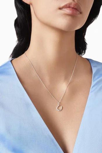 Horseshoe Diamond Pendant Necklace in 18kt White Gold