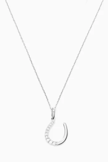 Horseshoe Diamond Pendant Necklace in 18kt White Gold
