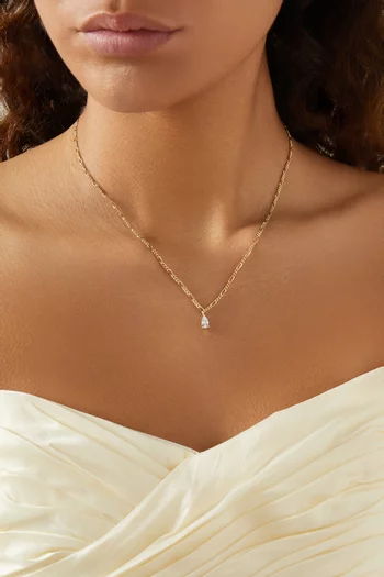 Pear-cut CZ Figaro Chain Necklace in Gold-plated Brass