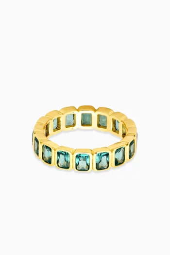 Emerald-cut CZ Eternity Ring in Gold-plated Brass