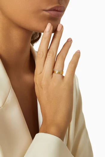 CZ Ridged Ring in Gold-plated Brass