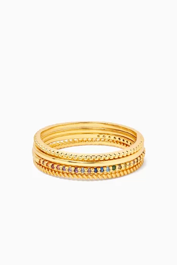 Band Rings in Gold-plated Brass, Set of 4