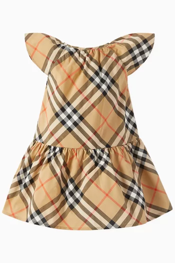 Check Flared Dress in Cotton-poplin
