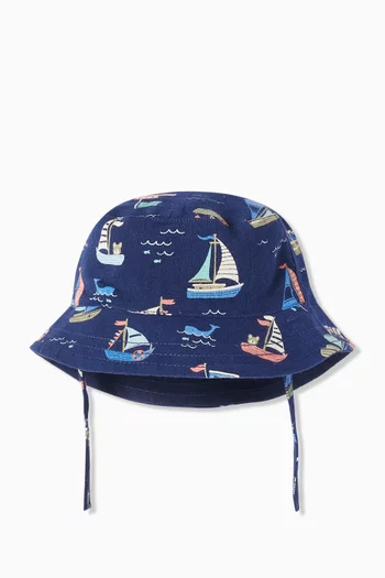 Yacht Reversible Bucket Hat in Organic Cotton