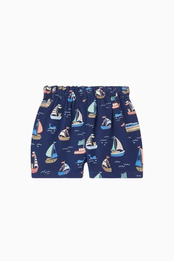 Yacht-print Shorts in Organic-cotton