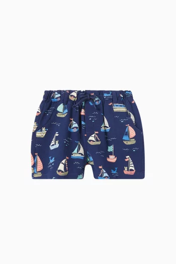 Yacht-print Shorts in Organic-cotton