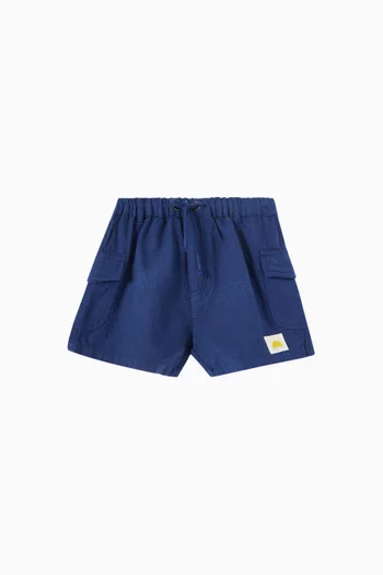 Drawstring Shorts in Linen-blend