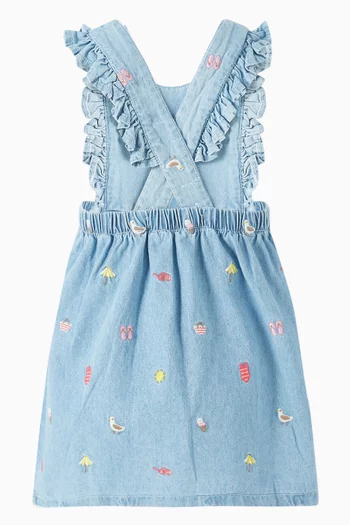 Seaside Embroidered Pinnie in Denim