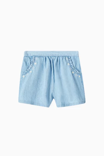 Ruffle Shorts in Denim