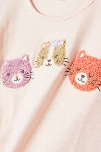 Kitty Ruffled T-shirt in Cotton