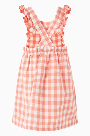 Coral Gingham Pinnie in Linen-blend