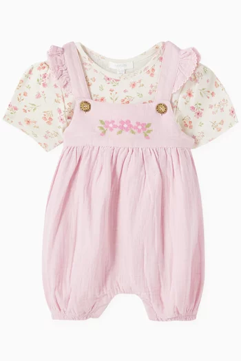 Seaside Embroidered Overall Set in Organic Cotton