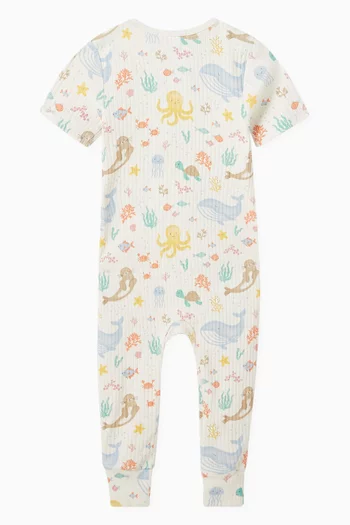 In the Sea Zip Growsuit in Organic Cotton