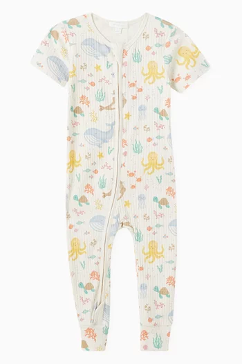 In the Sea Zip Growsuit in Organic Cotton