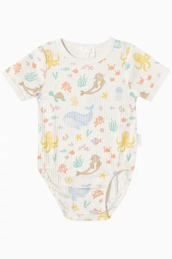 In the Sea Rib Bodysuit in Organic Cotton