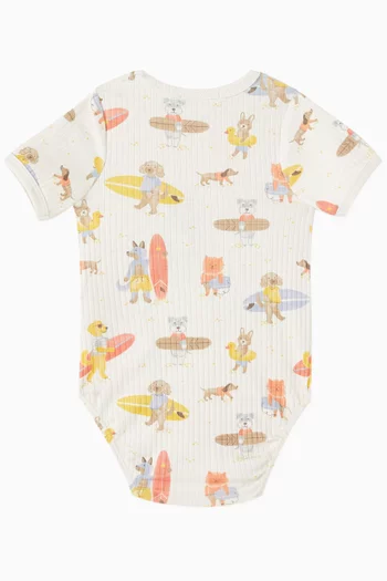 Surfing Dogs Rib Bodysuit in Organic Cotton