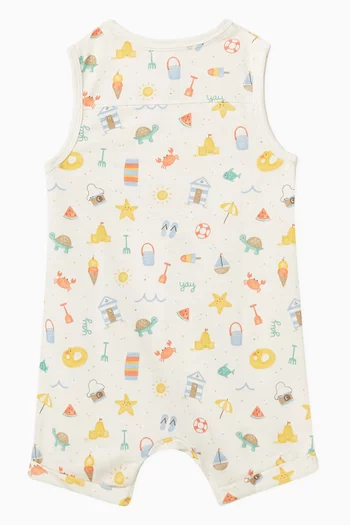 Resort-print Romper in Organic-cotton
