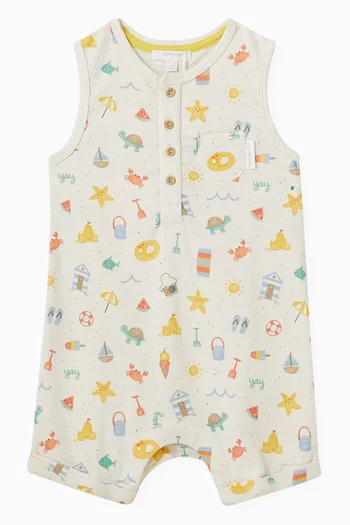 Resort-print Romper in Organic-cotton