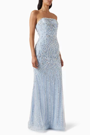 Bead-embellished Strapless Gown in Tulle