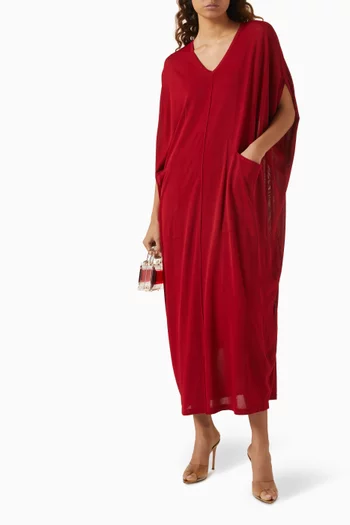 V-neck Knit Kaftan in Viscose Blend