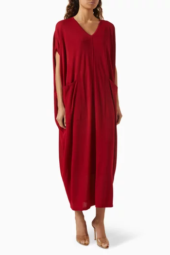 V-neck Knit Kaftan in Viscose Blend