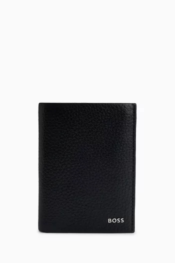Logo Lettering Cardholder in Grained Leather
