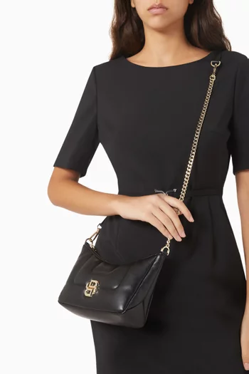 Double B Monogram Quilted Hobo Bag in Faux Leather