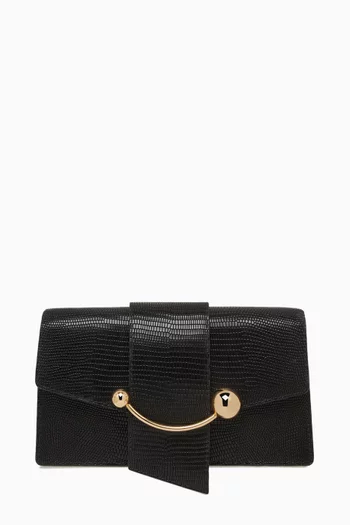 Crescent Chain Bag in Lizard-embossed Leather