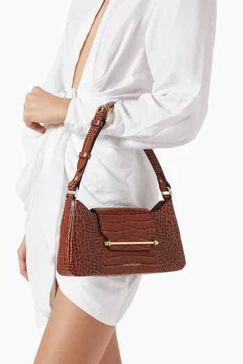 Omni Multrees Shoulder Bag in Croc-embossed Leather