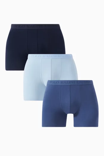 Logo Boxer Briefs in Stretch Cotton, Set of 3
