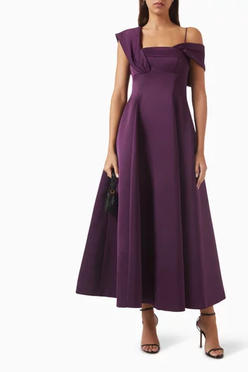 Prenn Asymmetric Midi Dress in 3D Spandex