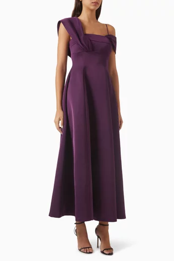 Prenn Asymmetric Midi Dress in 3D Spandex