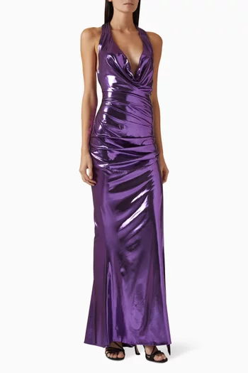Contact Draped Gown in Molten Jersey