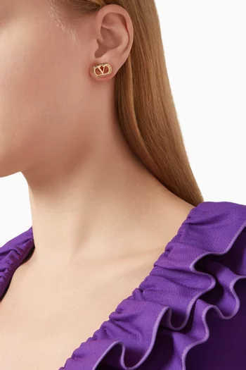Ovalette VLOGO Earrings in Gold-tone Metal