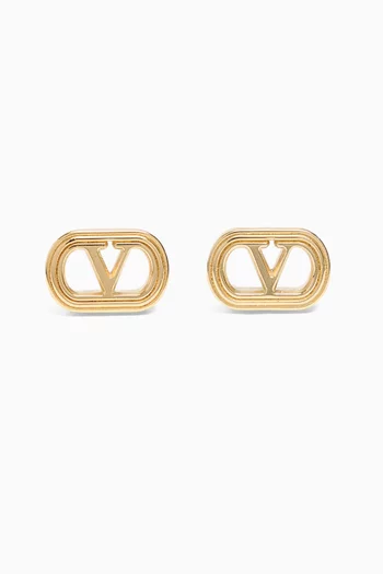Ovalette VLOGO Earrings in Gold-tone Metal