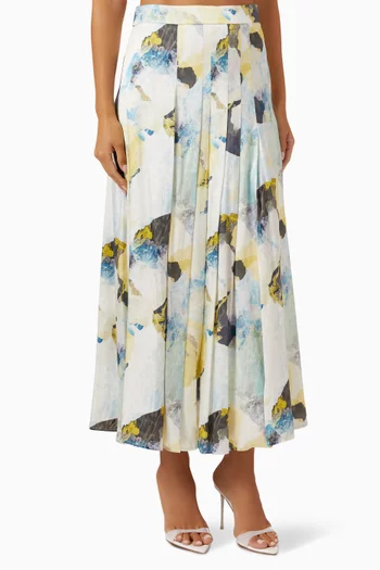 Sable Pleated Maxi Skirt in Silk-blend