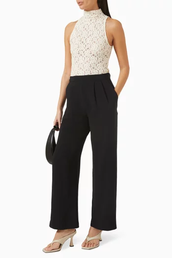 Puckered Mockneck Top in Lace
