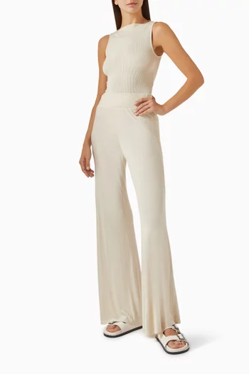 Bias Flared Pants in Silk-knit