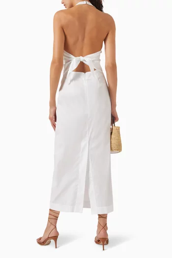 Halterneck Maxi Dress in Cotton-poplin