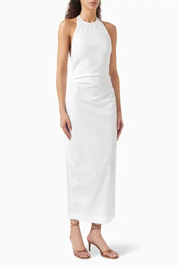 Halterneck Maxi Dress in Cotton-poplin