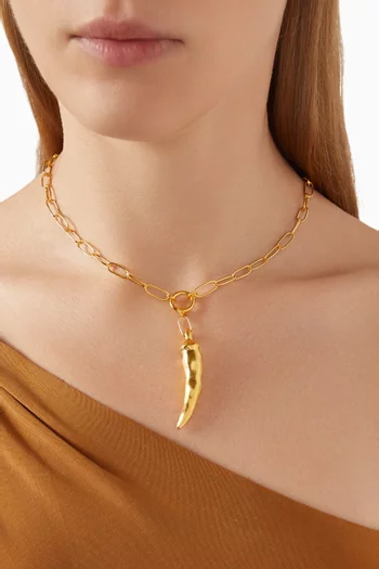Chili Necklace in 22kt Gold-plated Brass