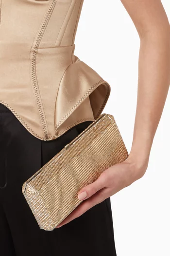 Slim Rectangle Crystal-embellished Clutch
