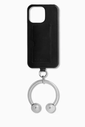 جراب آيفون 16 برو ماكس مزين بحلقة جلد