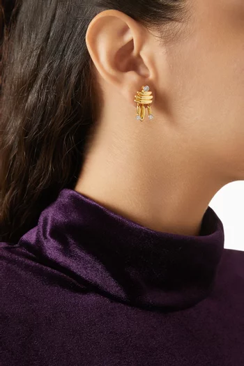Embellished Earrings in 24kt Gold-plated Sterling Silver
