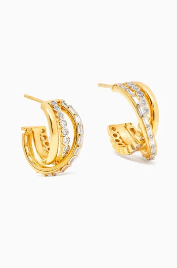 Embellished Hoop Earrings in in 24kt Gold-plated Sterling Silver