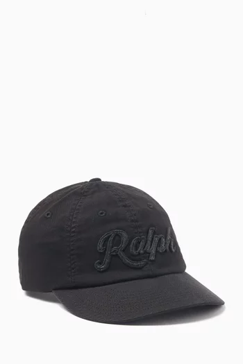 Logo Cap in Cotton Herringbone