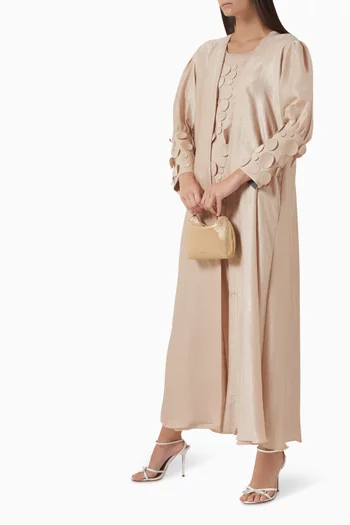 Laser-embroidered Abaya Set in Silk-crepe