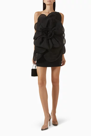 Lisette Floral-applique Dress in Crepe