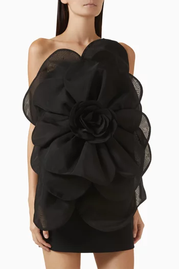 Lisette Floral-applique Dress in Crepe