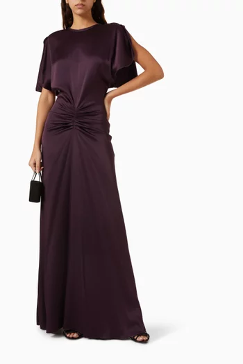 Gathered-waist Gown in Crepe-satin